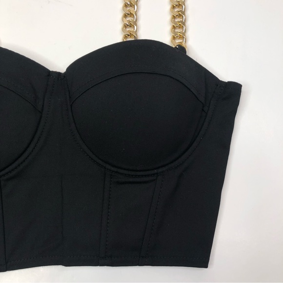 Superdown Raven chain strap bustier crop top black - Small - Picture 5 of 13